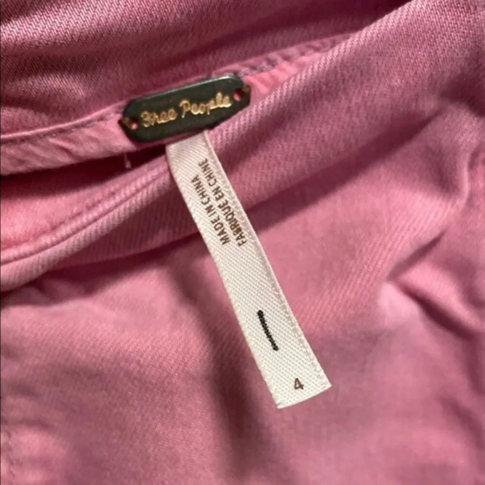 Free People Pink Seamed Mini Skirt‎ Size 4 Cotton Blend Bodycon - Picture 2 of 10